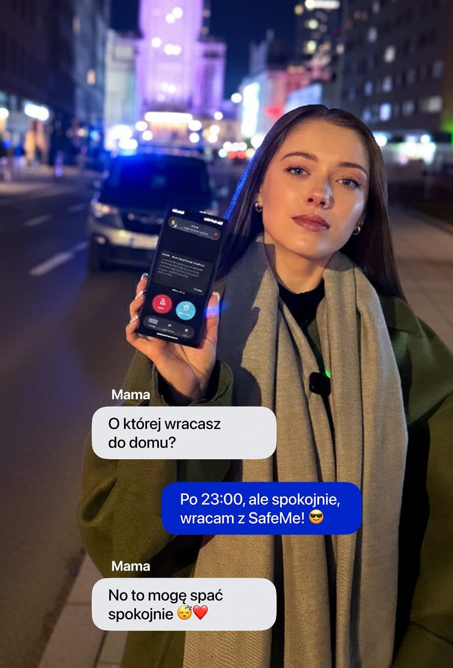 A teenager texting mum that she's getting home safely with SafeMe