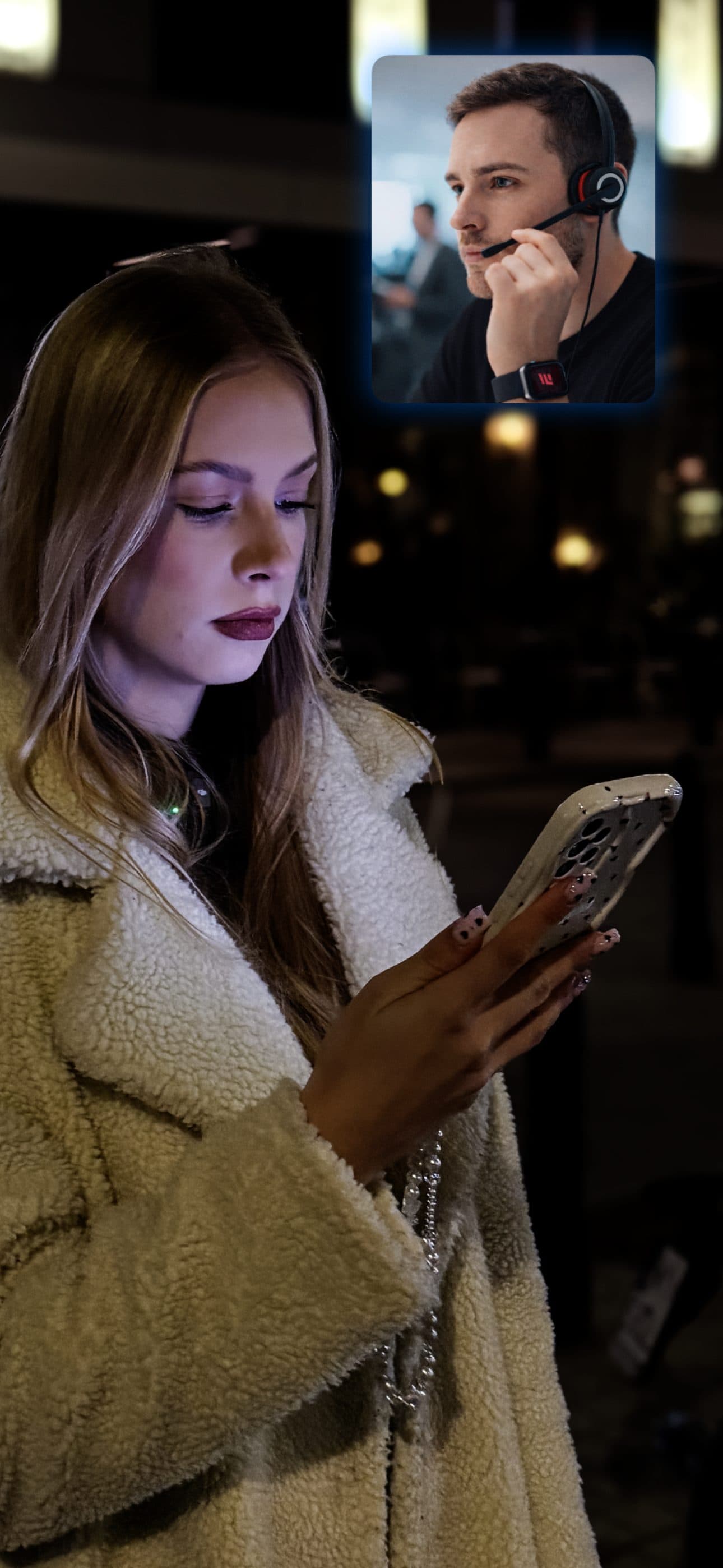A woman getting home in the evening under SafeMe monitoring